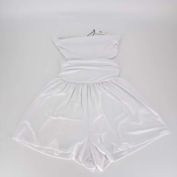 Susana Monaco Tube Cut Out Gathered Romper in Sugar White Women's Size Small NWT - Picture 2 of 13